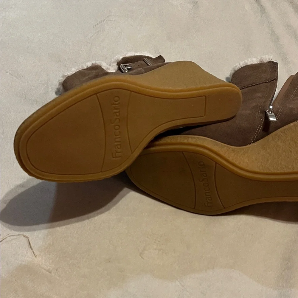 Franco Sarto Tan Suede Wedge Boots